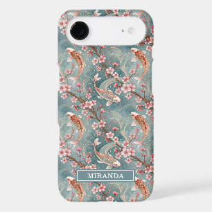 Japanese Sakura Koi Fish Pattern Monogrammed
