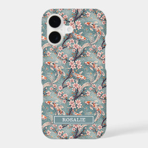Japanese Sakura Koi Fish Print Monogrammed