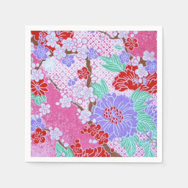 Japanese Sakura Pattern Paper Napkins (Front)