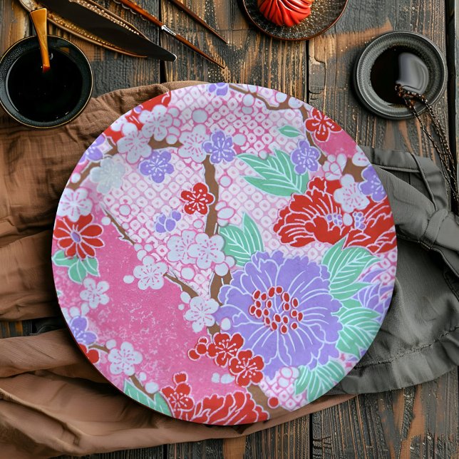 Japanese Sakura Pattern Paper Plates (Elegant simplicity: Japanese paper plate adds charm to any table.)