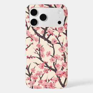 Japanese Sakura Pink Blossom Dark Branch Cream