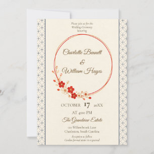 Japanese Sakura Shippo Wedding Invitation