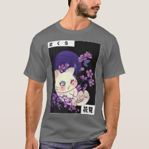 Japanese Sakura Tree Kawaii Kitten Cherry Flower B T-Shirt