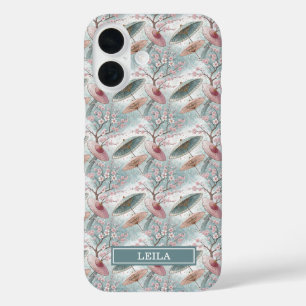 Japanese Sakura Umbrella Pattern Monogrammed iPhone 16 Case
