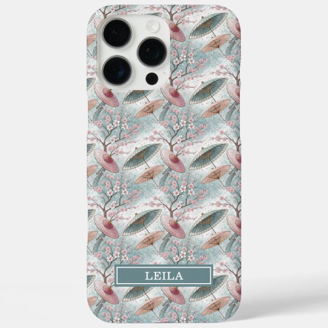 Japanese Sakura Umbrella Pattern Monogrammed Case-Mate iPhone Case (Back)