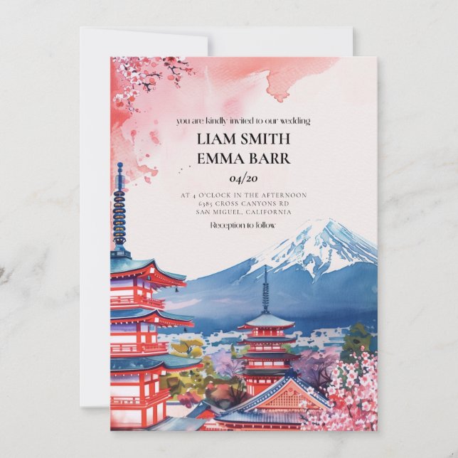 Japanese Sakura Wedding Invitation (Front)