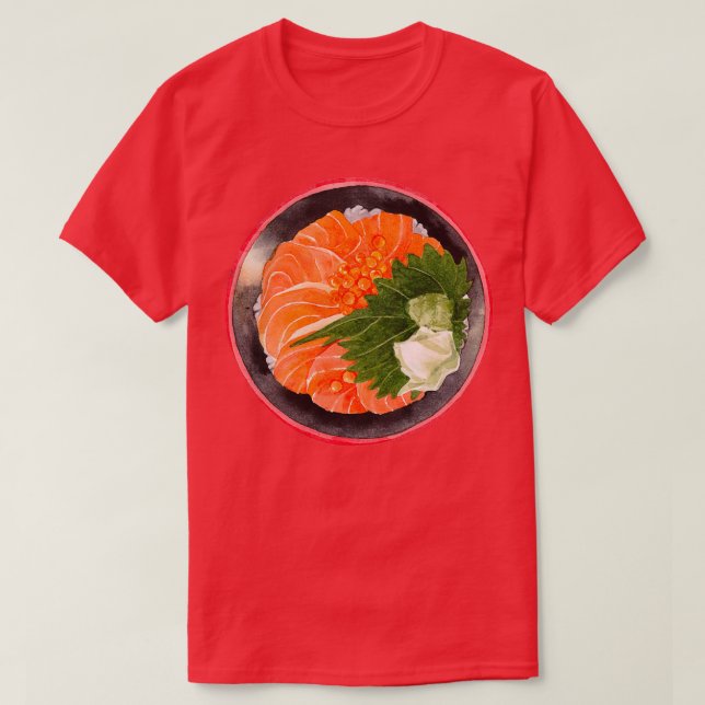 Japanese Salmon Sashimi Rice Bowl  T-Shirt (Design Front)