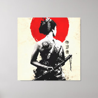 Japanese Samurai Abstract Stretched Canvas Print
