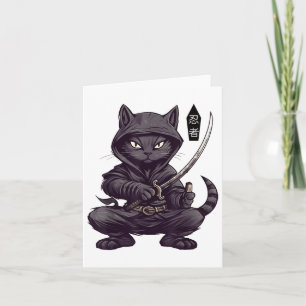 Japanese Samurai Black Cat Tattoo, Kawaii Ninja Bl Card
