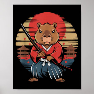 Japanese Samurai Capybara  Poster