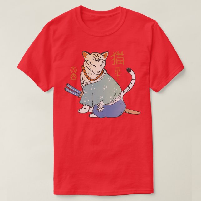 Japanese samurai cat  (2) T-Shirt (Design Front)
