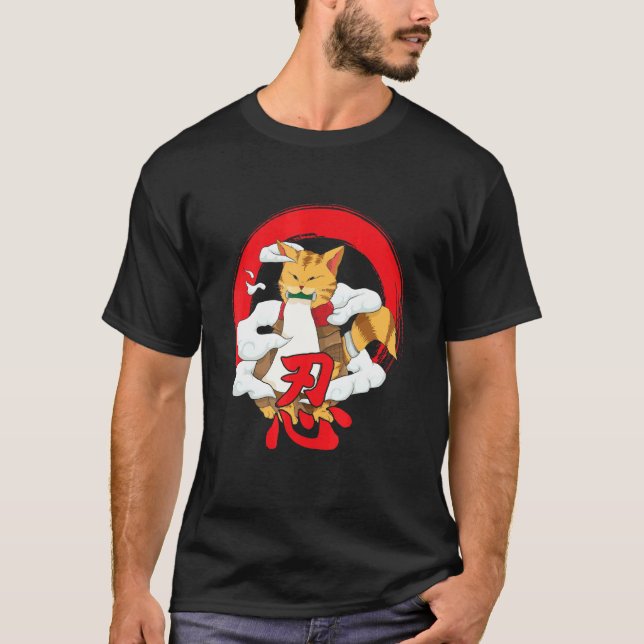 Japanese Samurai Cat For All Cat T-Shirt (Front)
