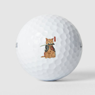 Japanese Samurai Cat Golf Balls