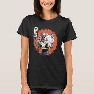 Japanese Samurai Cat Japan Aesthetic Sun Flag Japa T-Shirt