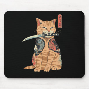 Japanese Samurai Cat Mouse bad Mat