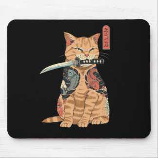 Japanese Samurai Cat Mouse bad Mouse Mat