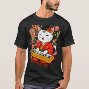 Japanese Samurai Cat Playing The T-Shirt