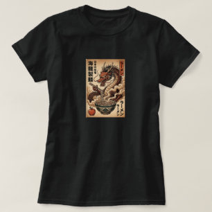 Japanese Samurai Cat Ramen Noodle Ukiyo-e Art T-Shirt