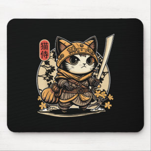 Japanese Samurai Cat Tattoo, Kawaii Ninja Cat _3  Mouse Mat