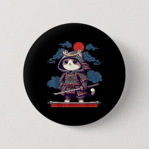 Japanese Samurai Cat Tattoo Kawaii Ninja Cat Anime 6 Cm Round Badge