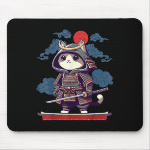 Japanese Samurai Cat Tattoo Kawaii Ninja Cat Anime Mouse Mat
