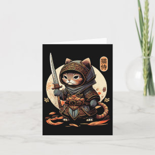 Japanese Samurai Cat Tattoo Kawaii Ninja Cat  Card