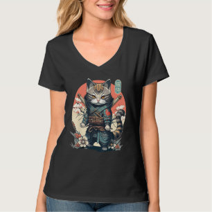 Japanese Samurai Cat Tattoo, Ninja Cat Women, Girl T-Shirt