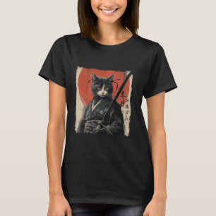 Japanese Samurai Cat Ukiyo-e Warrior Art Japan Vin T-Shirt