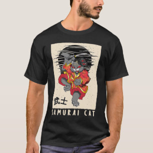 Japanese Samurai Cat Vintage Cat Japan style T-Shirt