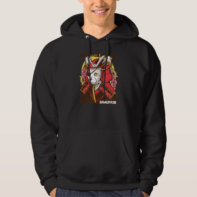 Japanese Samurai Cat Warrior Eye Patch In Traditio Hoodie (Front)