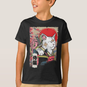 Japanese Samurai Cat Warrior Japan Ninja Kitten T-Shirt