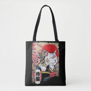 Japanese Samurai Cat Warrior Japan Ninja Kitten Tote Bag