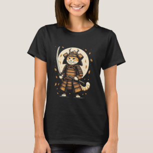 Japanese Samurai Cat Warrior Retro Ninja Men Girls T-Shirt