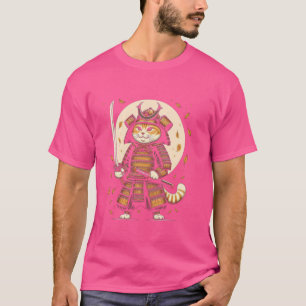 Japanese Samurai Cat Warrior Retro Ninja Men Girls T-Shirt
