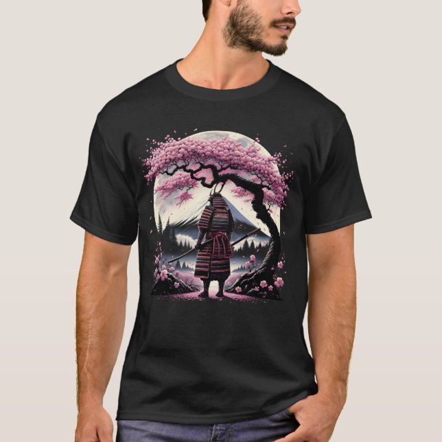 Japanese Samurai Cherry Blossom Fuji Mount T-Shirt (Front)