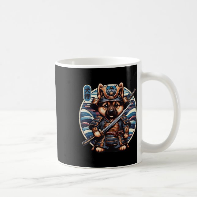 Japanese Samurai Dog Tattoo, German Shepherd Kawai Coffee Mug (Right)