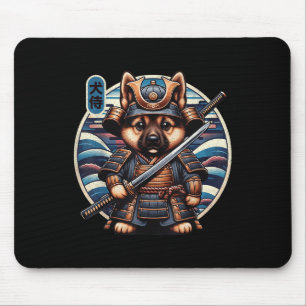 Japanese Samurai Dog Tattoo, German Shepherd Kawai Mouse Mat
