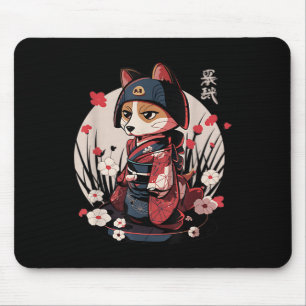Japanese Samurai Dog Tattoo Kawaii Ninja Dog Mouse Mat