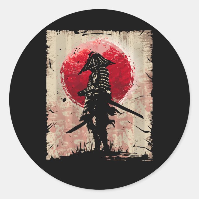 Japanese Samurai Fighter Classic Round Sticker (Front)