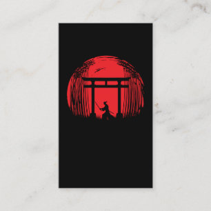 Japanese Samurai Fighter Silhouette Warrior Japan Business Card