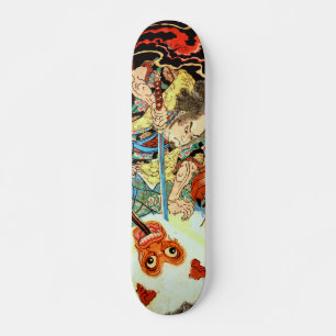 Japanese Samurai fighting monkey Skateboard