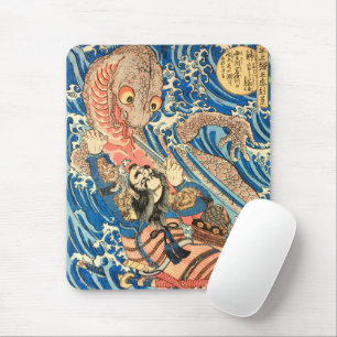 Japanese Samurai fighting salamander Mouse Mat
