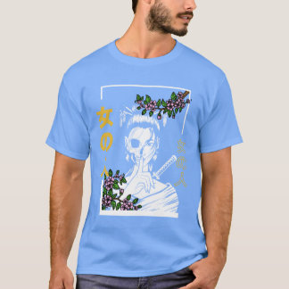 Japanese Samurai Floral Warrior Flower Woman retro T-Shirt