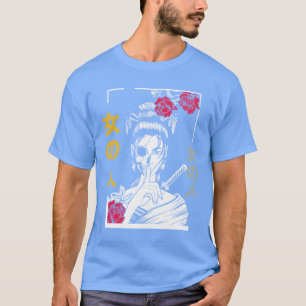 Japanese Samurai Floral Warrior Geisha Woman funny T-Shirt