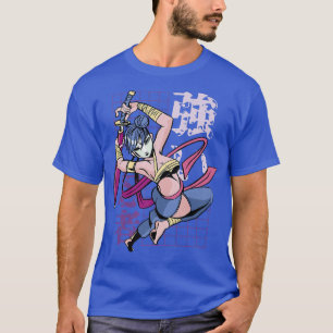 Japanese Samurai Girl and Vintage Sakura (2) T-Shirt