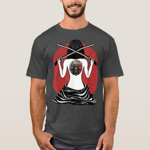 Japanese Samurai Girl and Vintage Sakura Cherry Bl T-Shirt