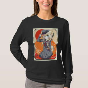 Japanese Samurai Girl Policewoman Cat Ears Katana T-Shirt