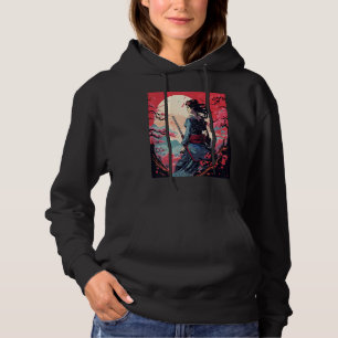 Japanese Samurai Girl Vintage Retro Sakura Cherry Hoodie