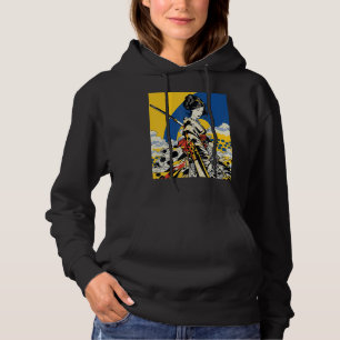 Japanese Samurai Girl Vintage Retro Sakura Cherry Hoodie