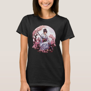 Japanese Samurai Girl Vintage Retro Sakura Cherry T-Shirt
